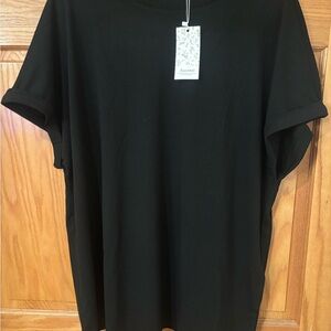 Classic Black Rolled-Sleeve T-Shirt